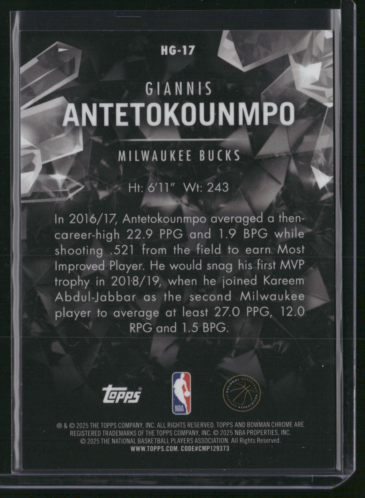Giannis Antetokounmpo 2025 Topps Chrome Hidden Gems #HG-17
