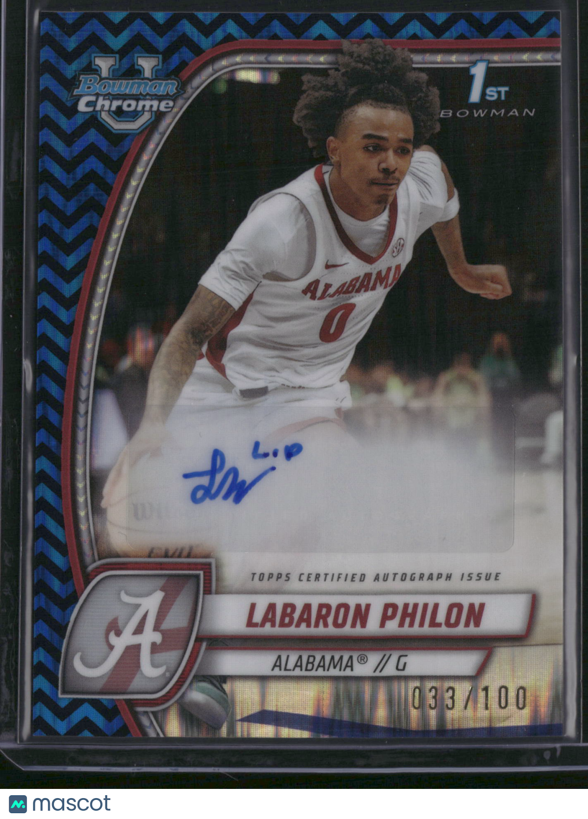 Labaron Philon 2024 Bowman University Chrome Basketball #49 Blue Zig Zag Refractor 1st Bowman