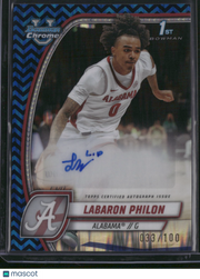 Labaron Philon 2024 Bowman University Chrome Basketball #49 Blue Zig Zag Refractor 1st Bowman