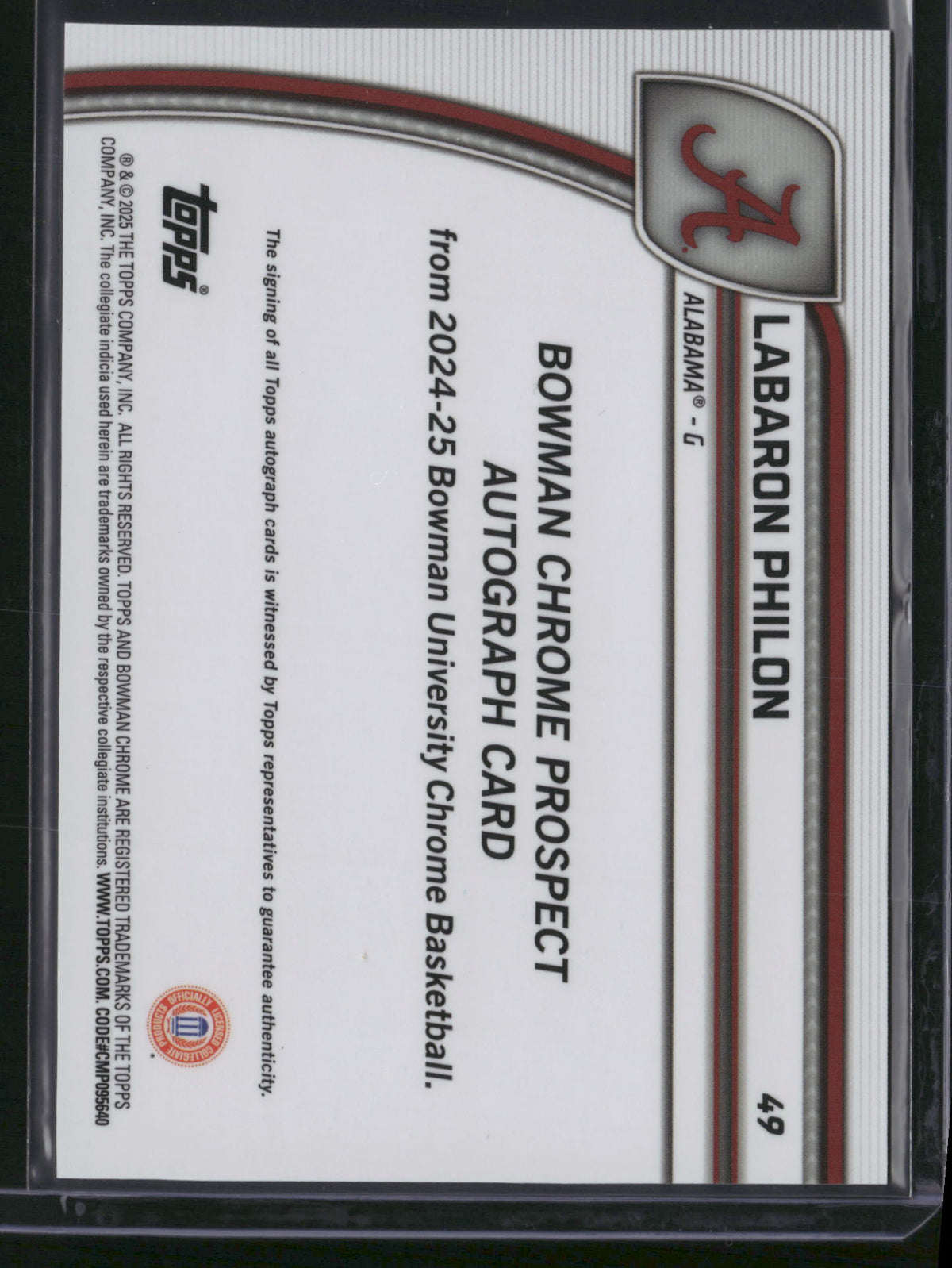 Labaron Philon 2024 Bowman University Chrome Basketball #49 Blue Zig Zag Refractor 1st Bowman