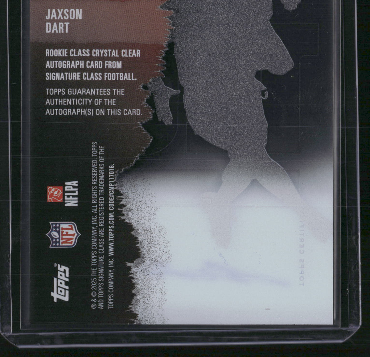 Jaxson Dart 2025 Topps Signature Class Football Autograph RC Rookie Class Crystal Clear