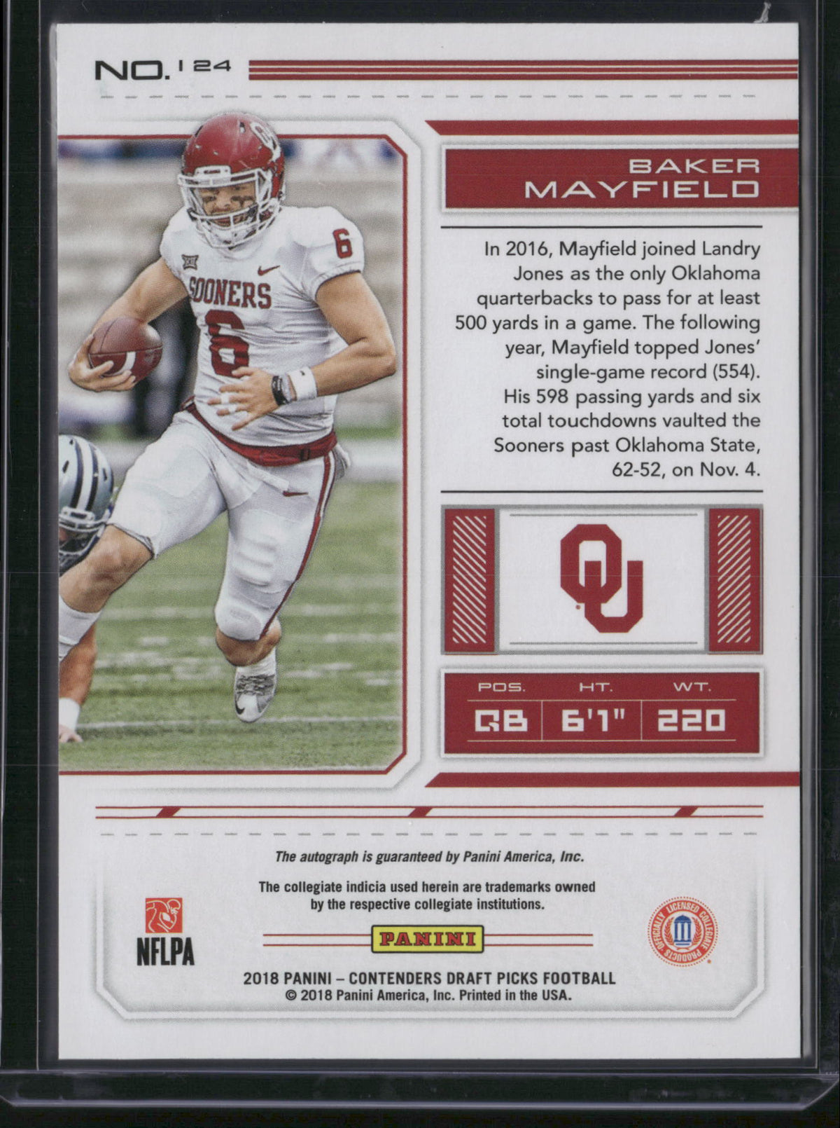 Baker Mayfield 2018 Panini Contenders Draft Picks #124 Bowl Ticket /25 RC