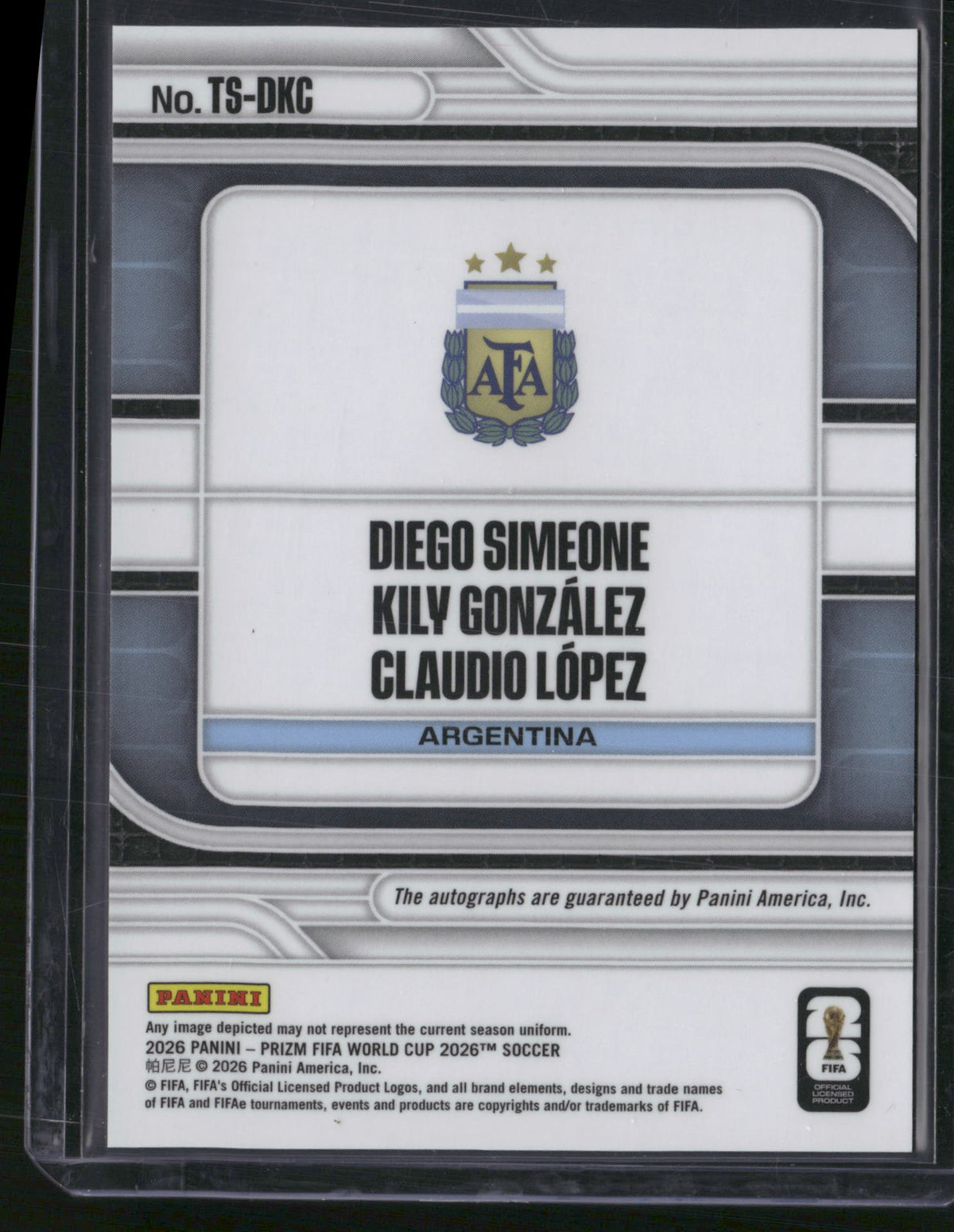 Kily González Claudio López Diego Simeone 2026 Panini Prizm FIFA World Cup 2026 Soccer #TS-DKC