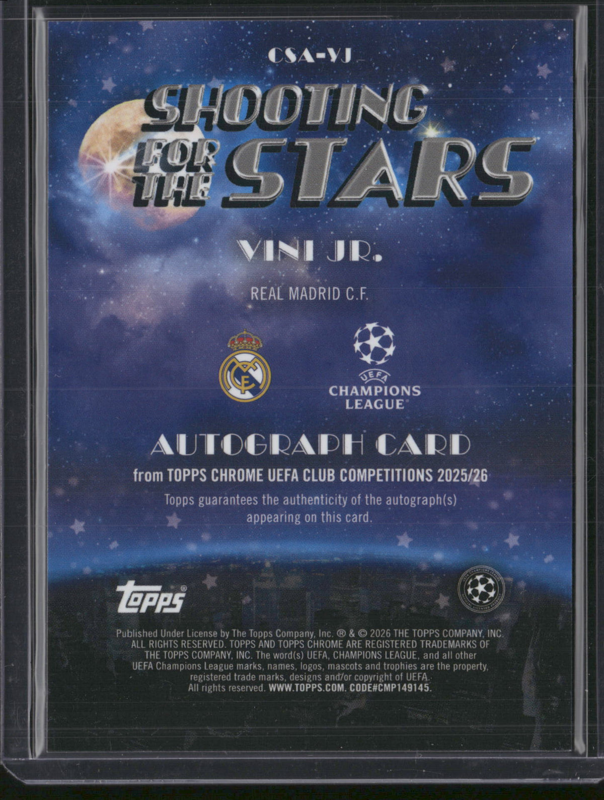 Vini Jr. 2026 Topps Chrome Shooting for the Stars #CSA-VJ /25