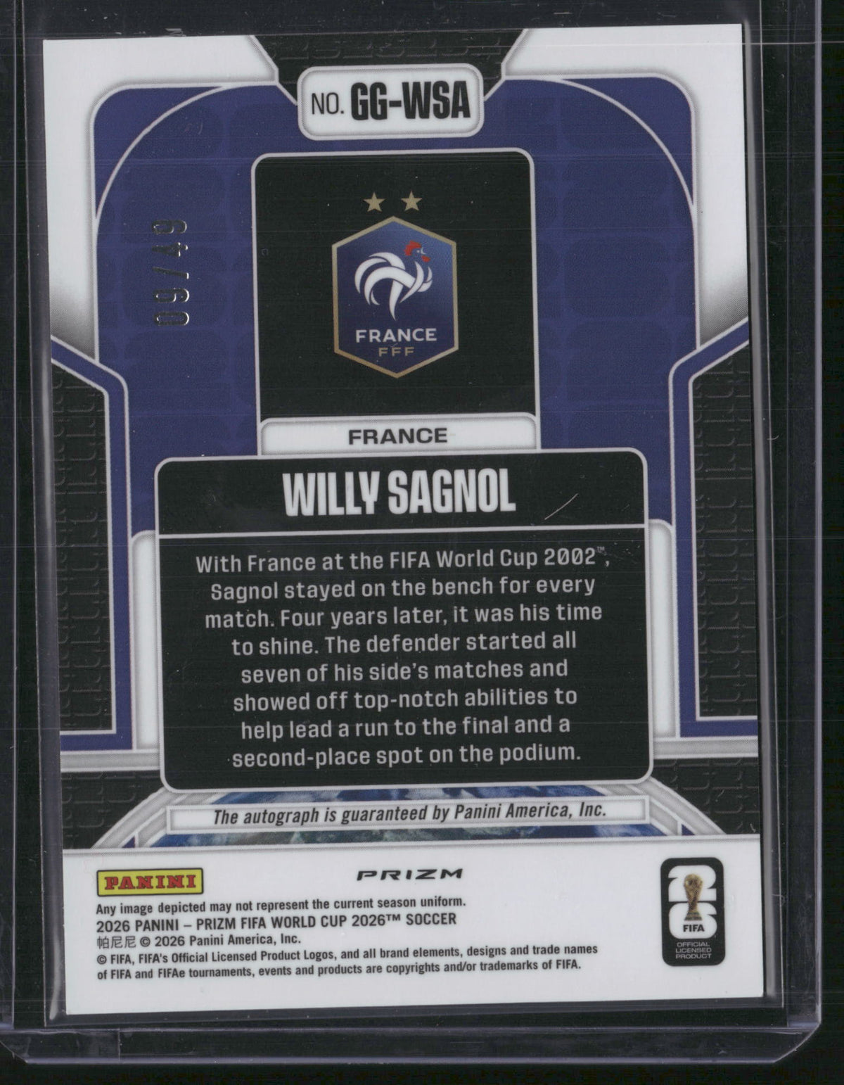 Willy Sagnol 2026 Panini Prizm FIFA World Cup 2026 #GG-WSA