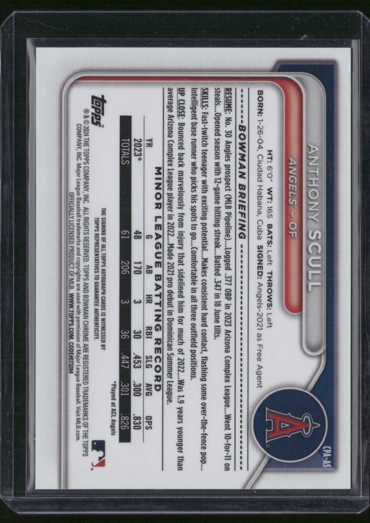 Anthony Scull 2024 Topps Bowman Chrome #CPA-AS 1st Bowman