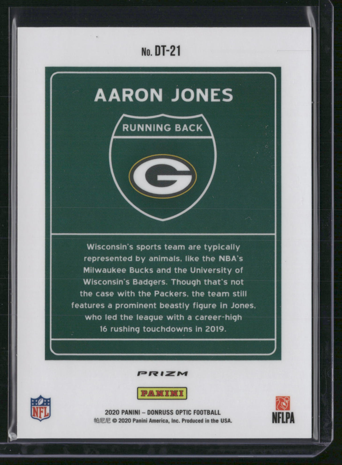 Aaron Jones 2020 Panini Donruss Optic Prizm Downtown #DT-21