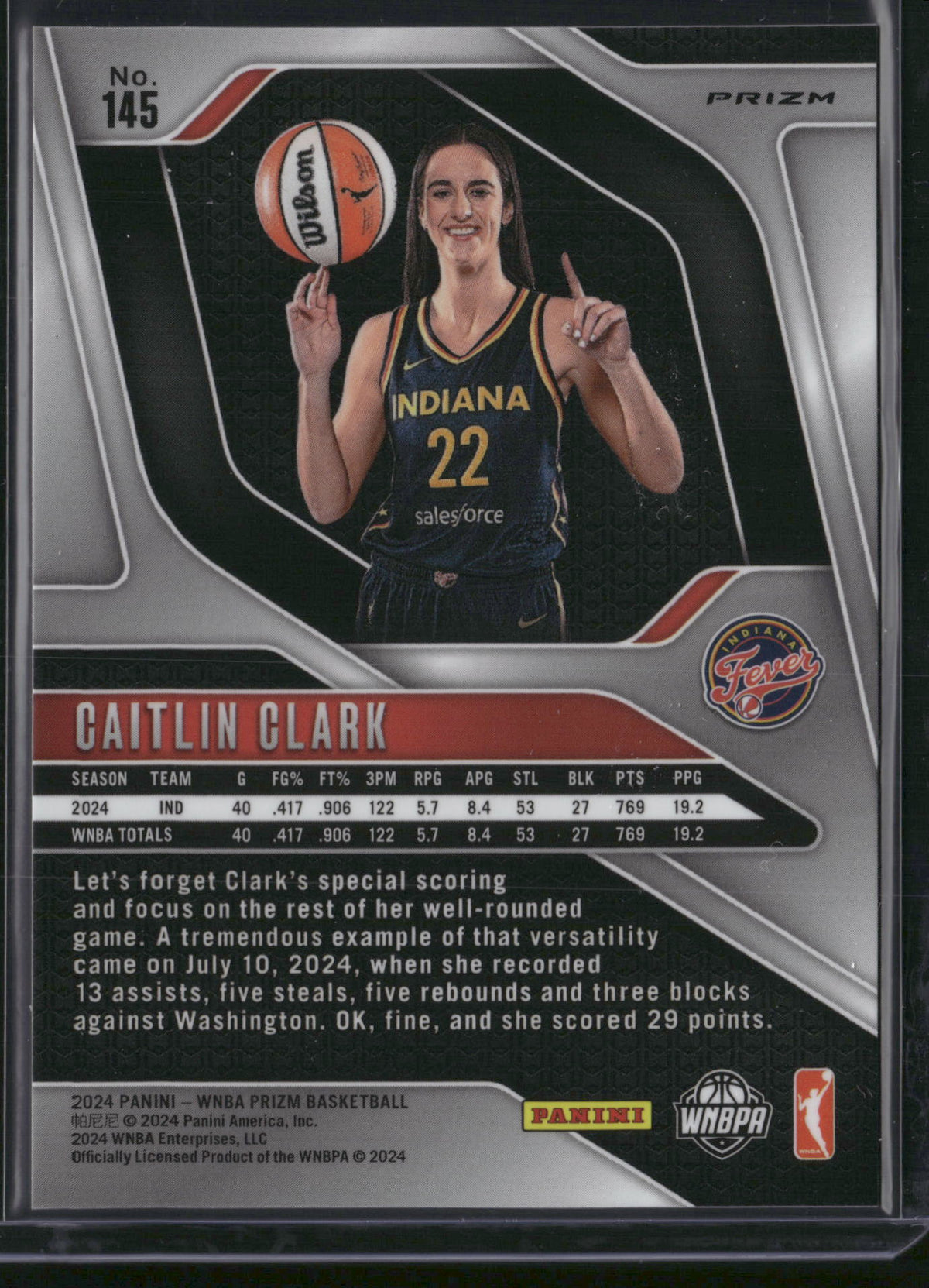 Caitlin Clark 2024 Panini Prizm WNBA #145 Orange Mosaic RC