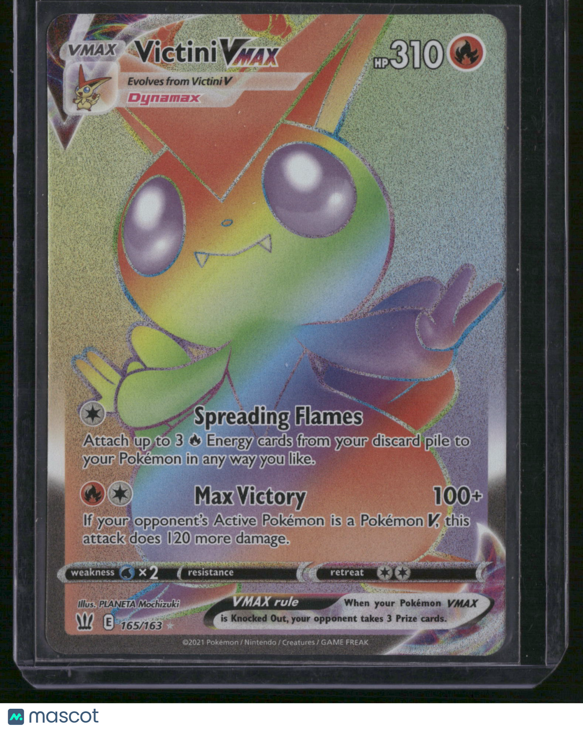 2021 Battle Styles Victini VMAX Rainbow Secret Rare HR #165/163