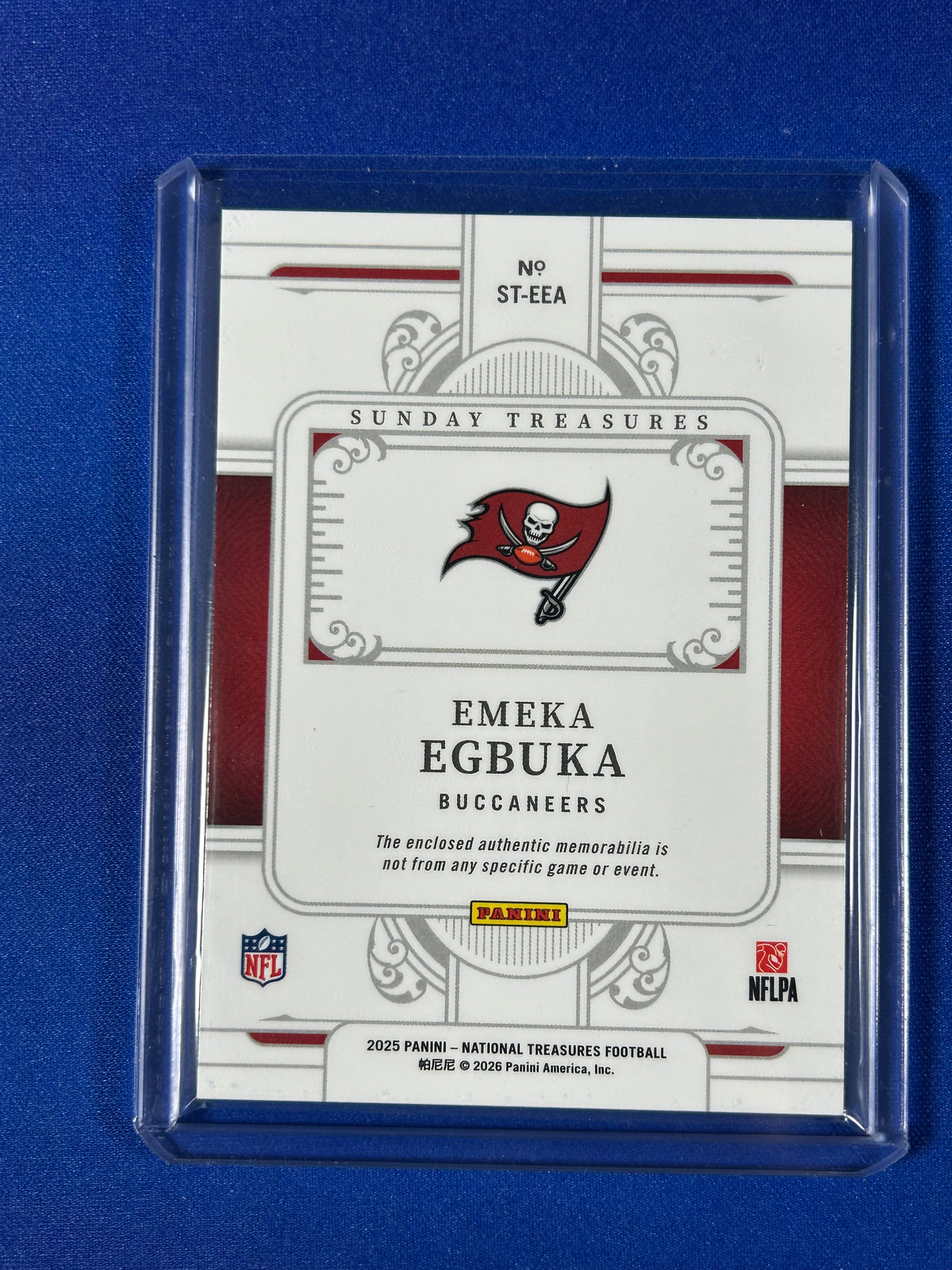 Emeka Egbuka 2026 Panini National Treasures Football #ST-EEA /10 Patch RC Memorabilia