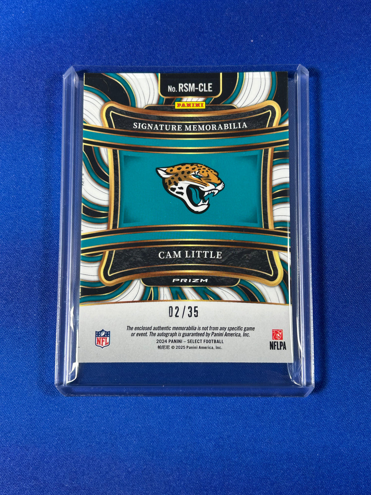 Cam Little 2025 Panini Select Prizm #RSM-CLE /35 Signature Memorabilia Memorabilia