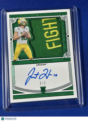 Justin Herbert 2020 Panini National Treasures Collegiate #104 /5 Autograph Patch RC