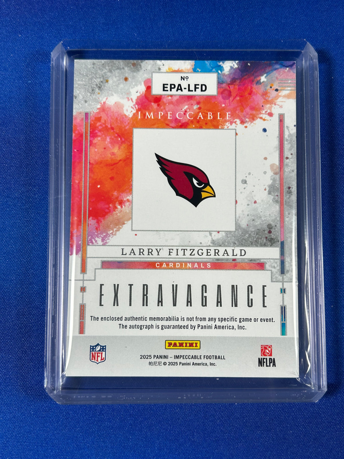Larry Fitzgerald 2025 Panini Impeccable Extravagance #EPA-LFD /15 Autograph Patch Memorabilia