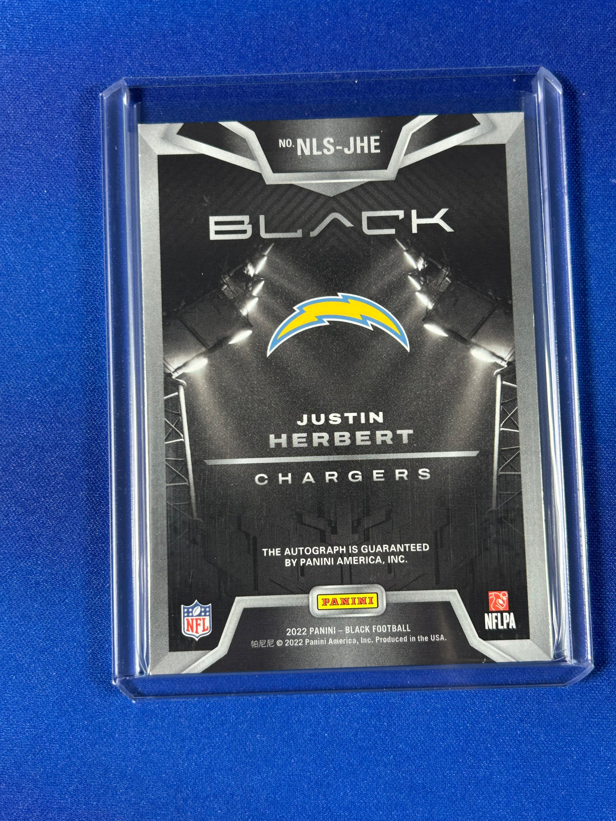 Justin Herbert 2022 Panini Black Night Lights #NLS-JHE