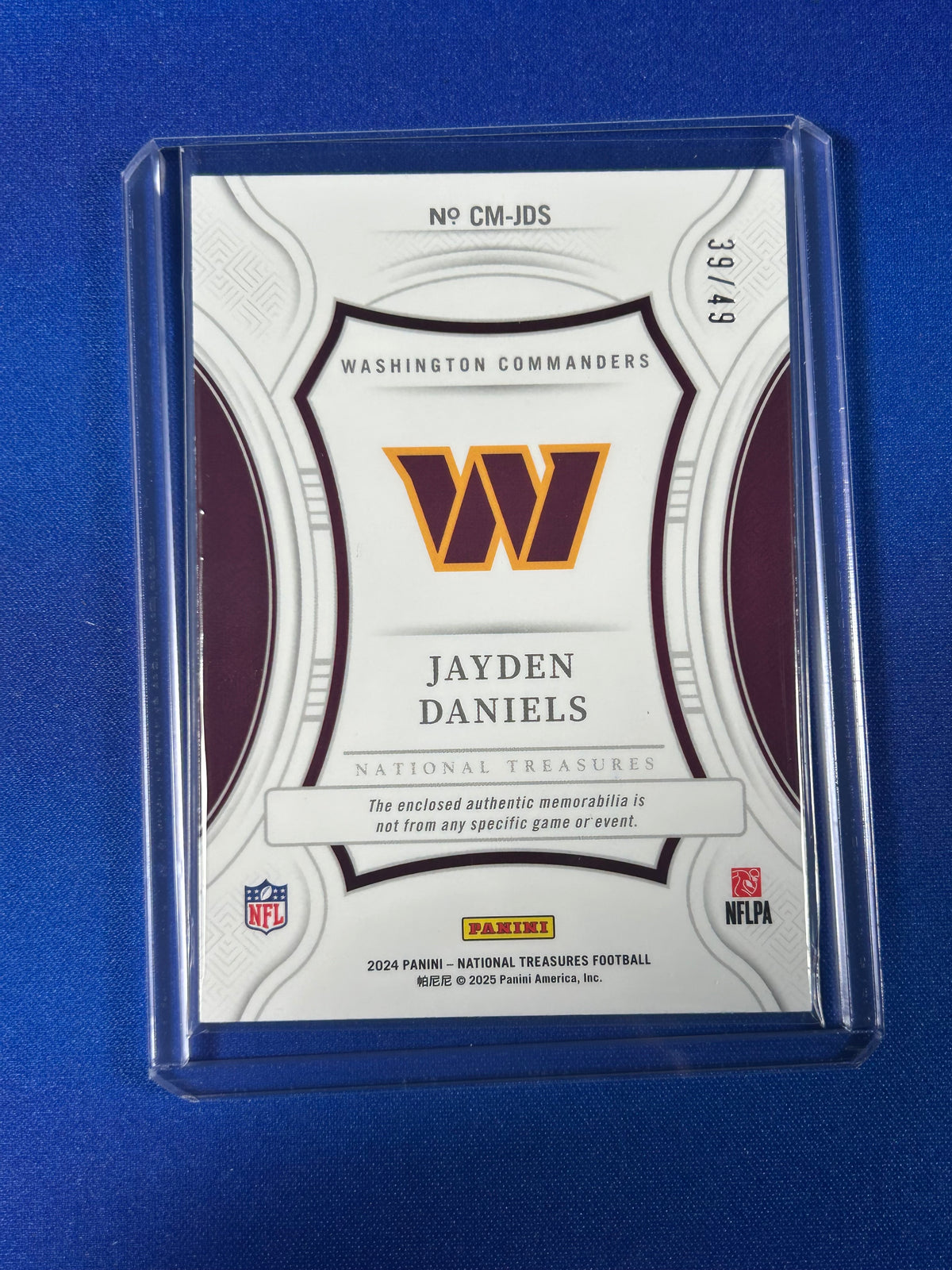 Jayden Daniels 2025 Panini National Treasures #CM-JDS RC Memorabilia