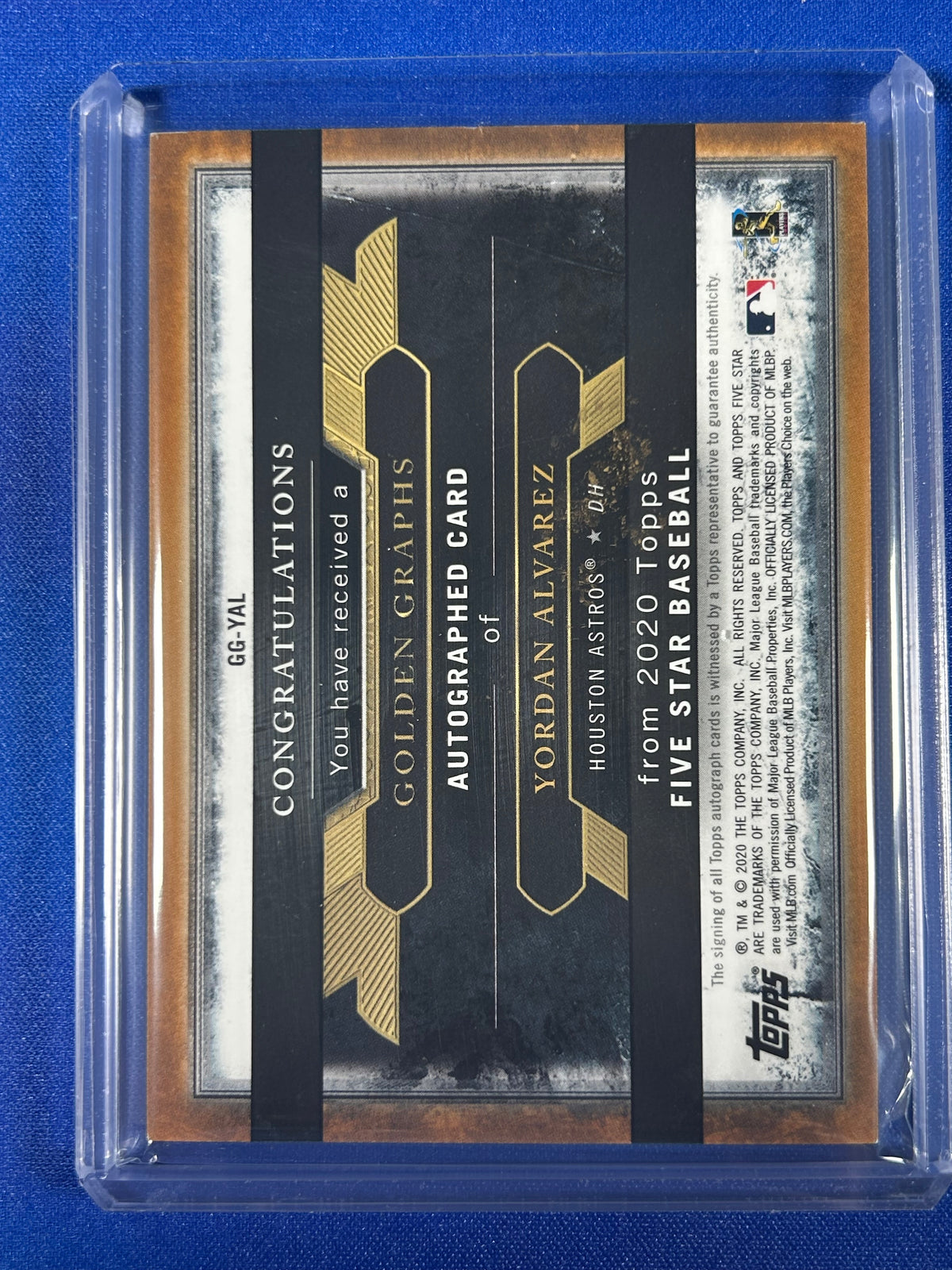 Yordan Alvarez 2020 Topps Five Star Golden Graphs #GG-YAL /15 RC