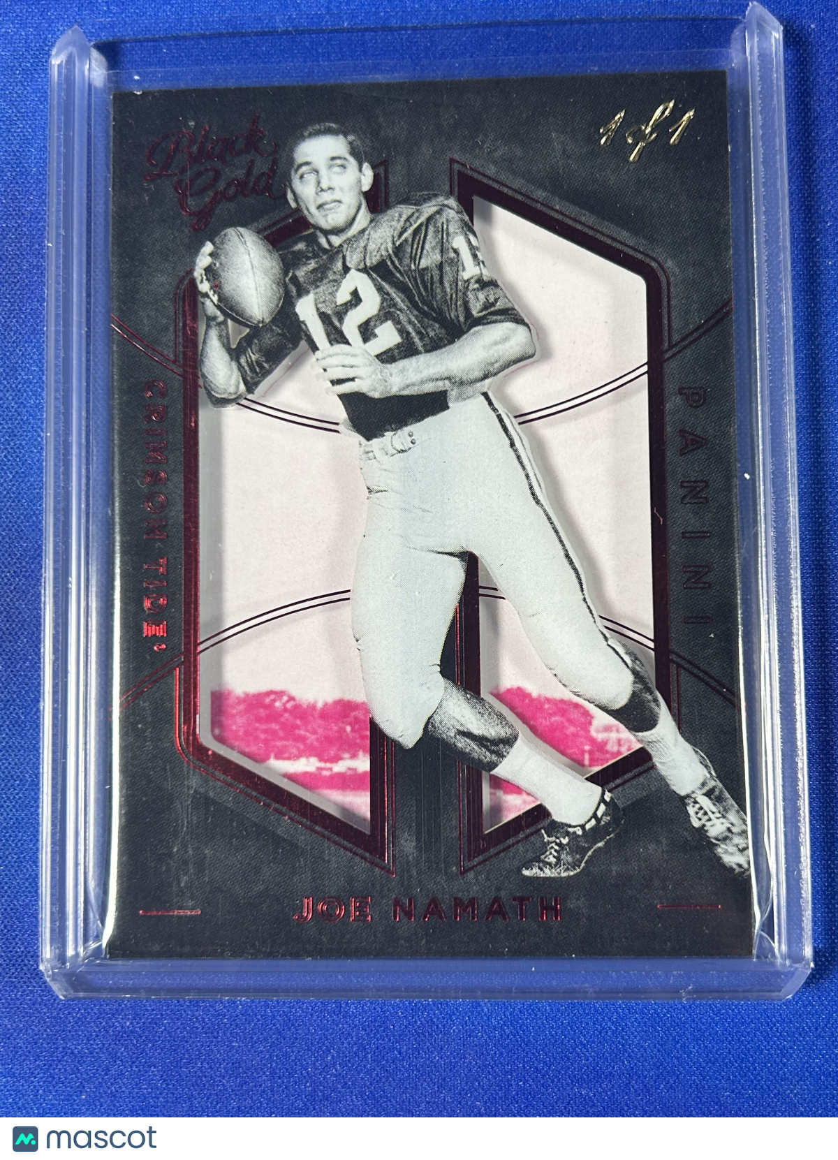 Joe Namath 2016 Panini Black Gold Collegiate Printing Plate Cyan /1 Printing Plate