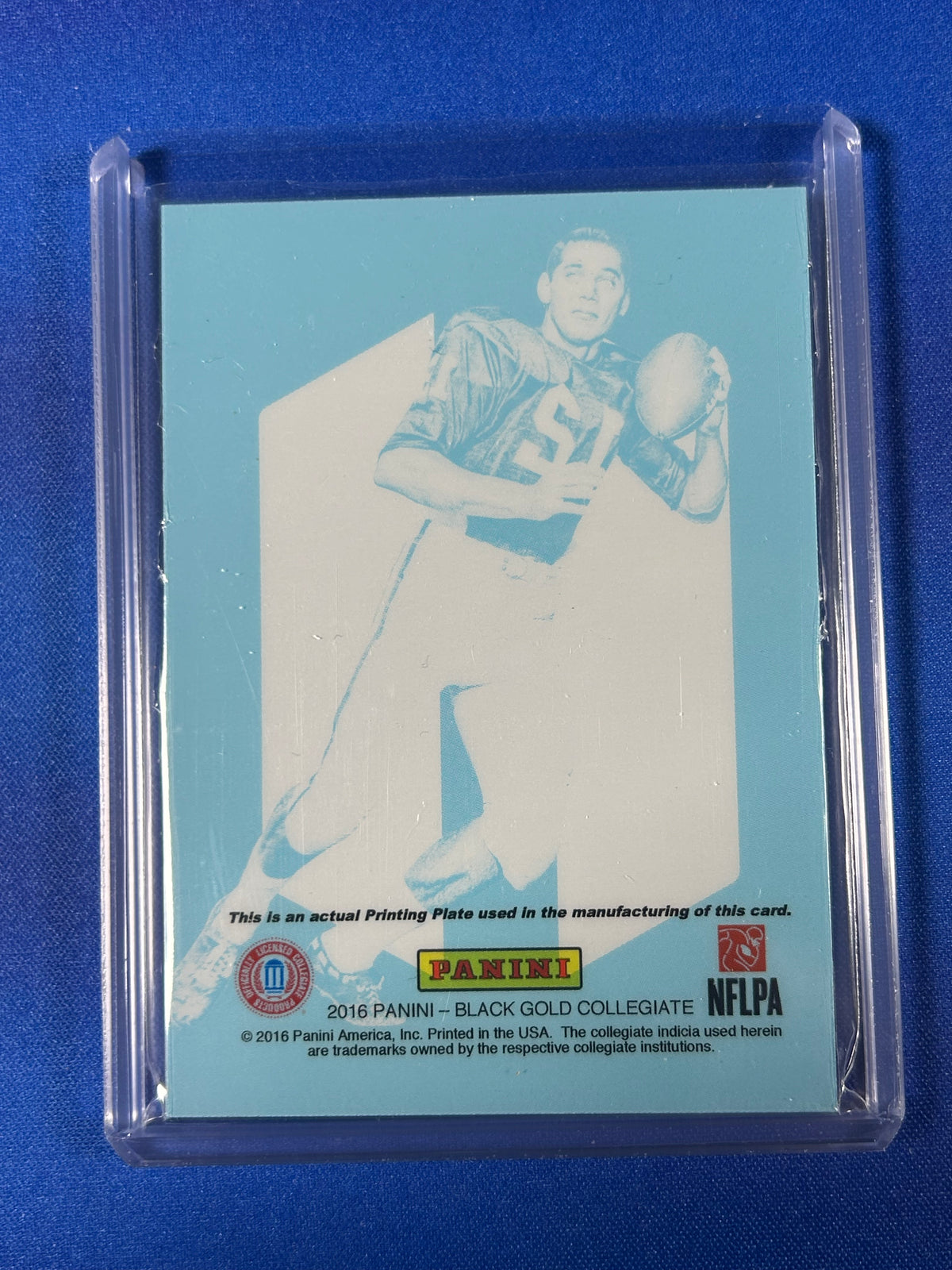 Joe Namath 2016 Panini Black Gold Collegiate Printing Plate Cyan /1 Printing Plate