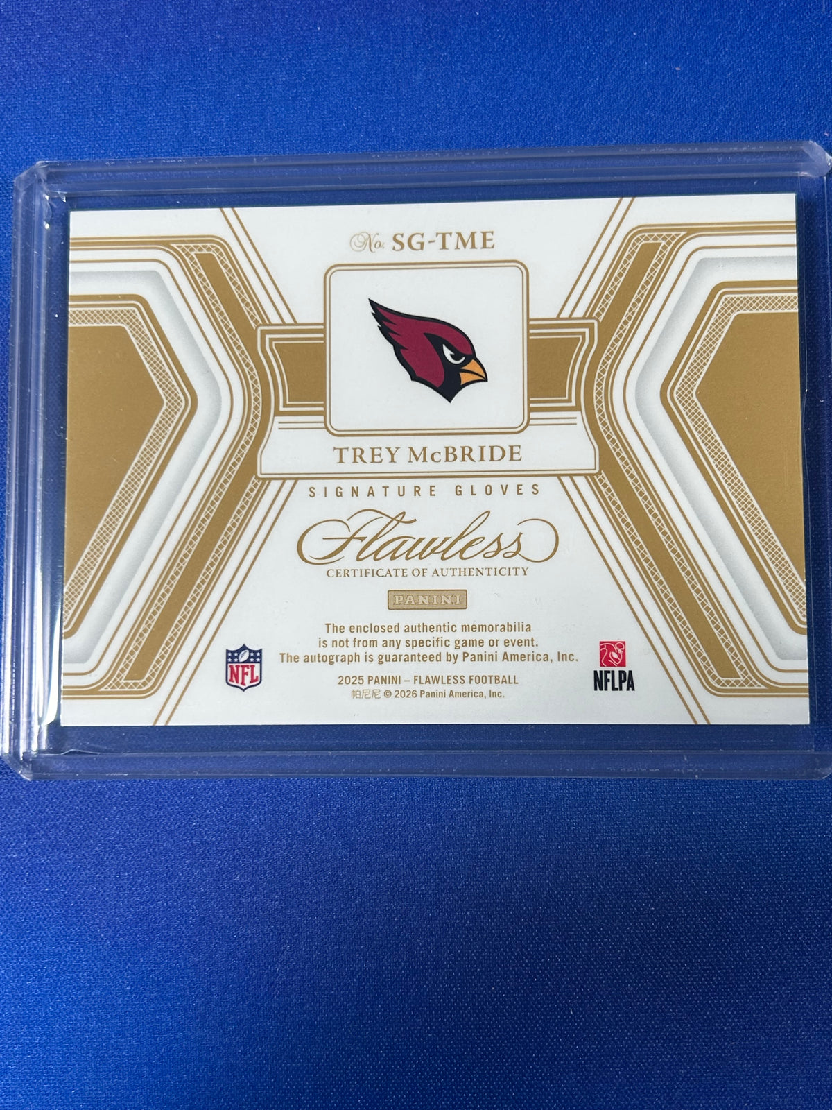 Trey McBride 2026 Panini Flawless #SG-TME /20 Autograph Signature Gloves Memorabilia