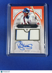 Darryl Strawberry 2025 Topps Definitive Collection #DAR-DS /25 Game-Used Jersey Dual Patch Memorabilia