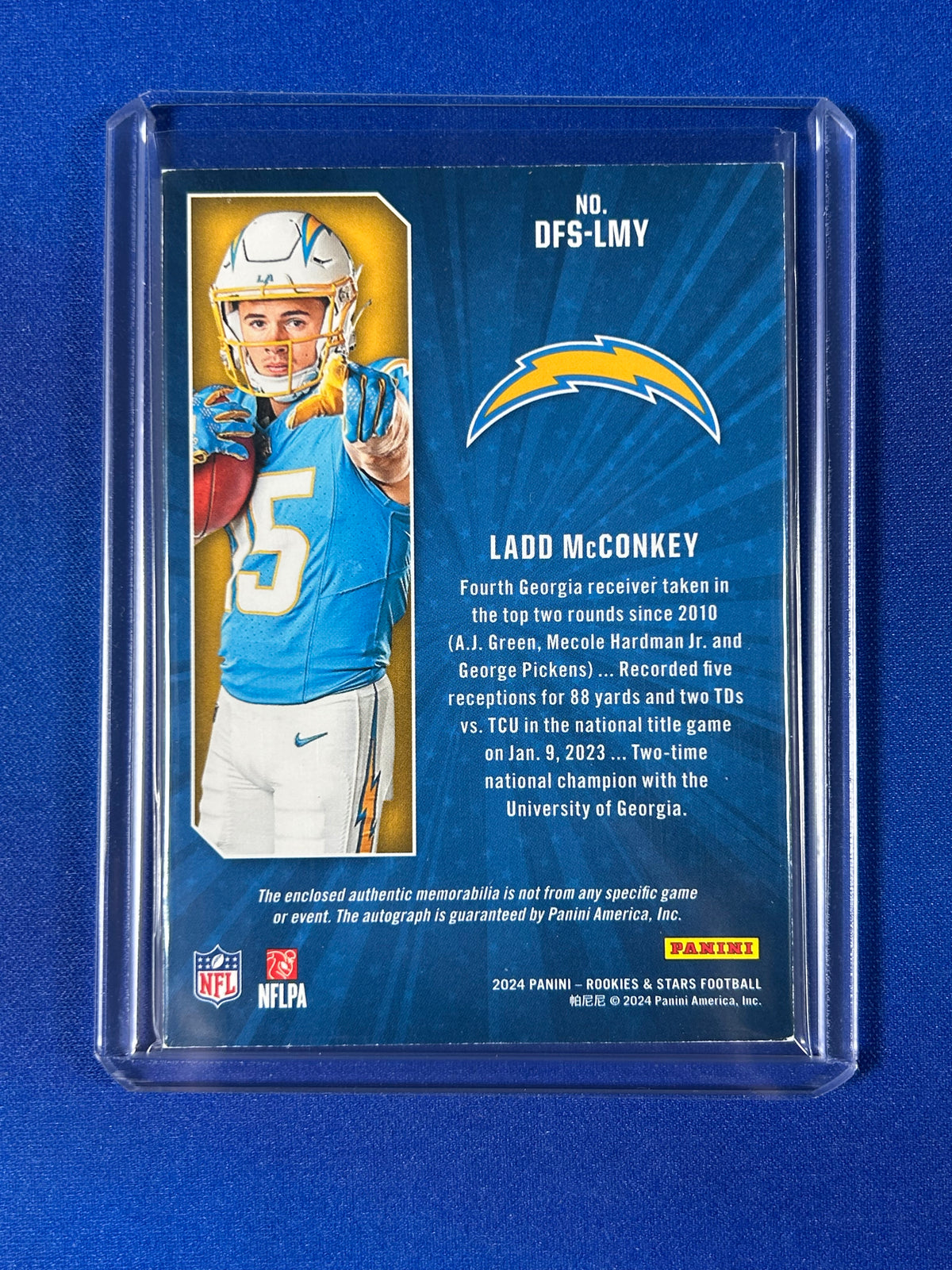Ladd McConkey 2024 Panini Rookies & Stars Dress for Success #DFS-LMY Gold /25 Patch Memorabilia