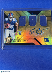 Saquon Barkley 2018 Panini Gold Standard #273 /49 Autograph Triple Memorabilia RC