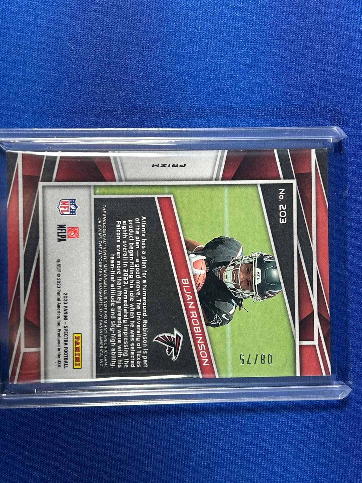 Bijan Robinson 2023 Panini Spectra Prizm #203 /80 Patch RC Memorabilia