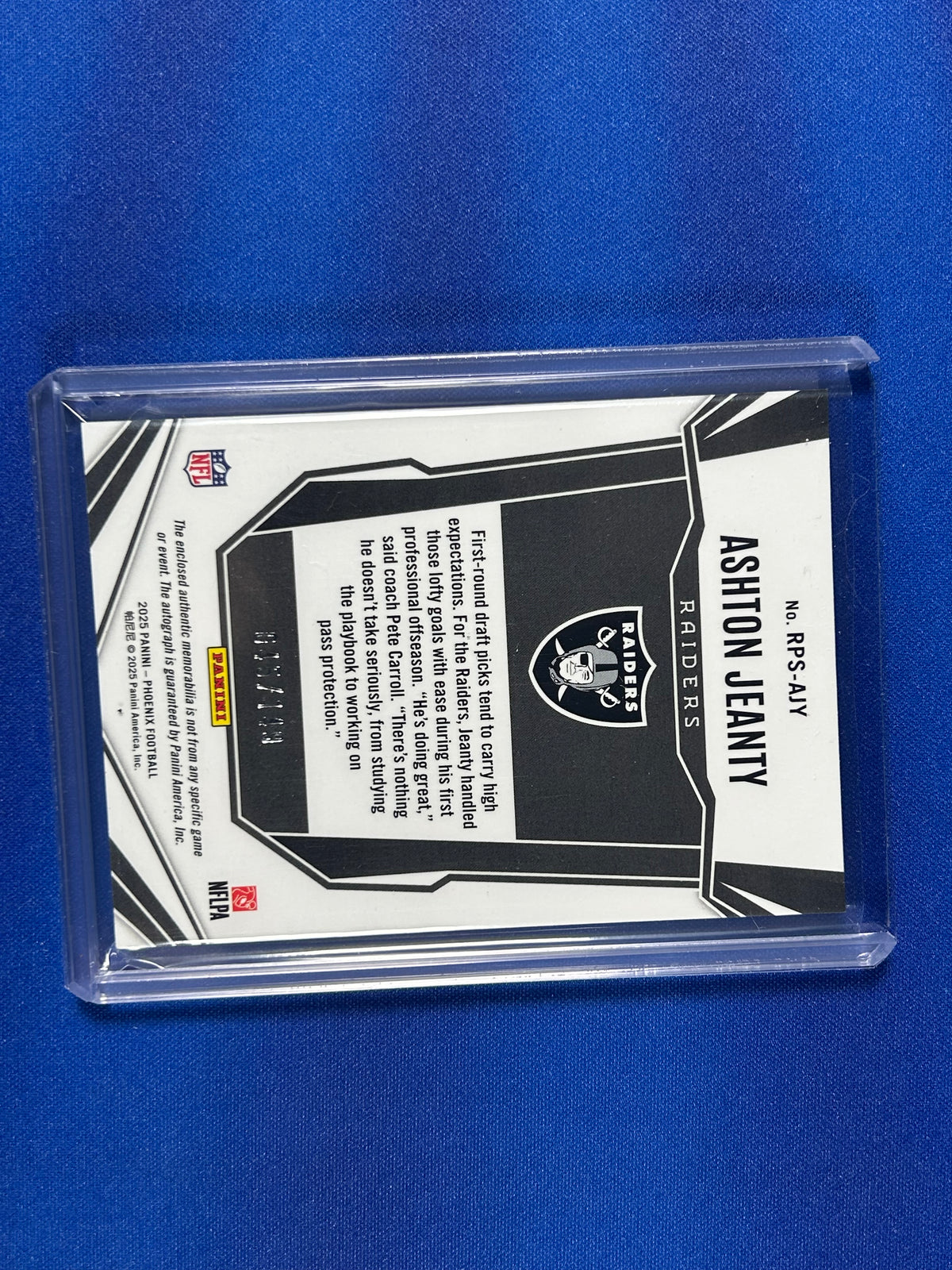 Ashton Jeanty 2025 Panini Phoenix Football #RPS-AJY Patch RC Memorabilia