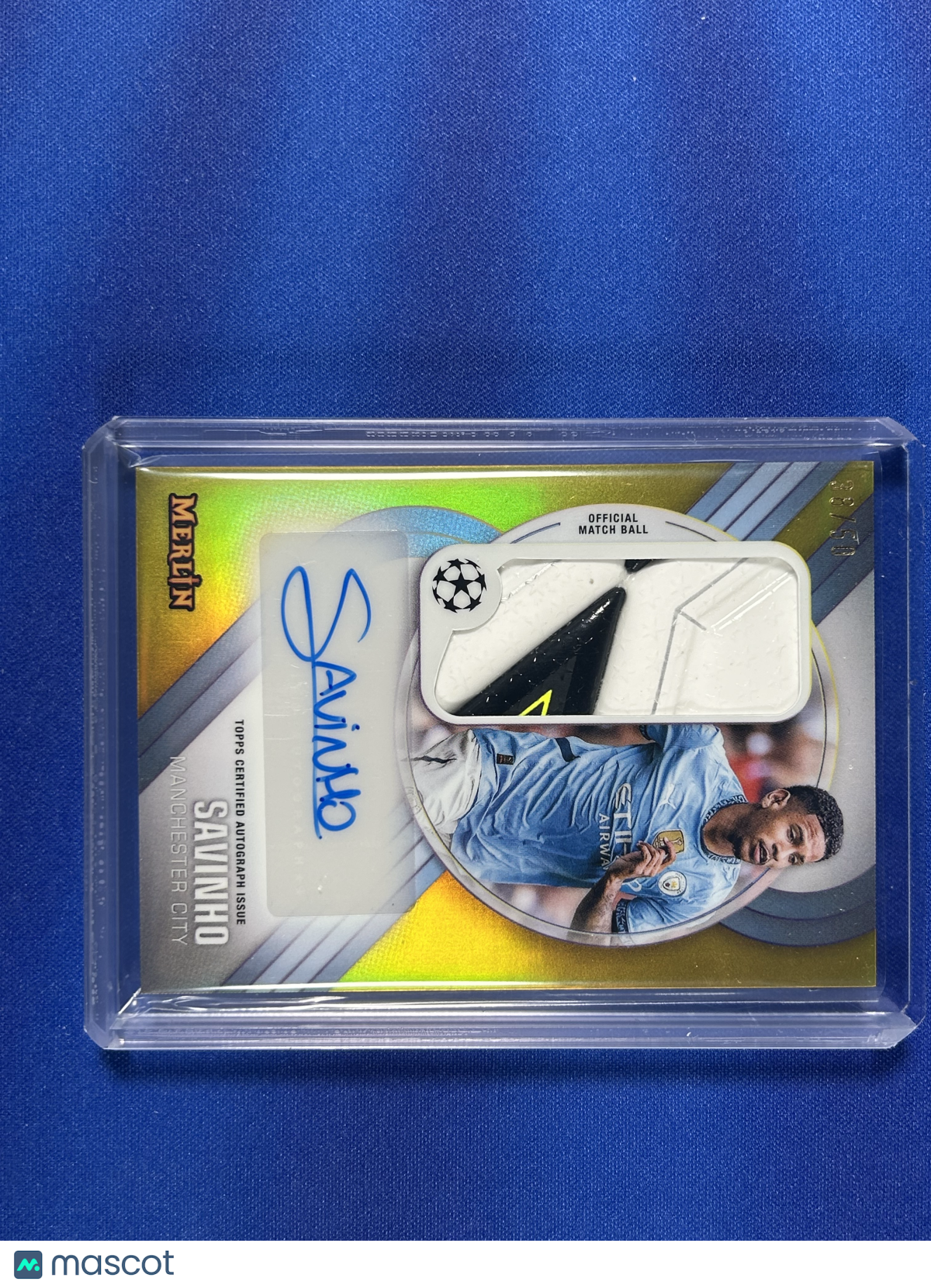 Savinho 2025 Topps Merlin Merlin's Match Ball Signatures #MBS-S Match Ball Relic