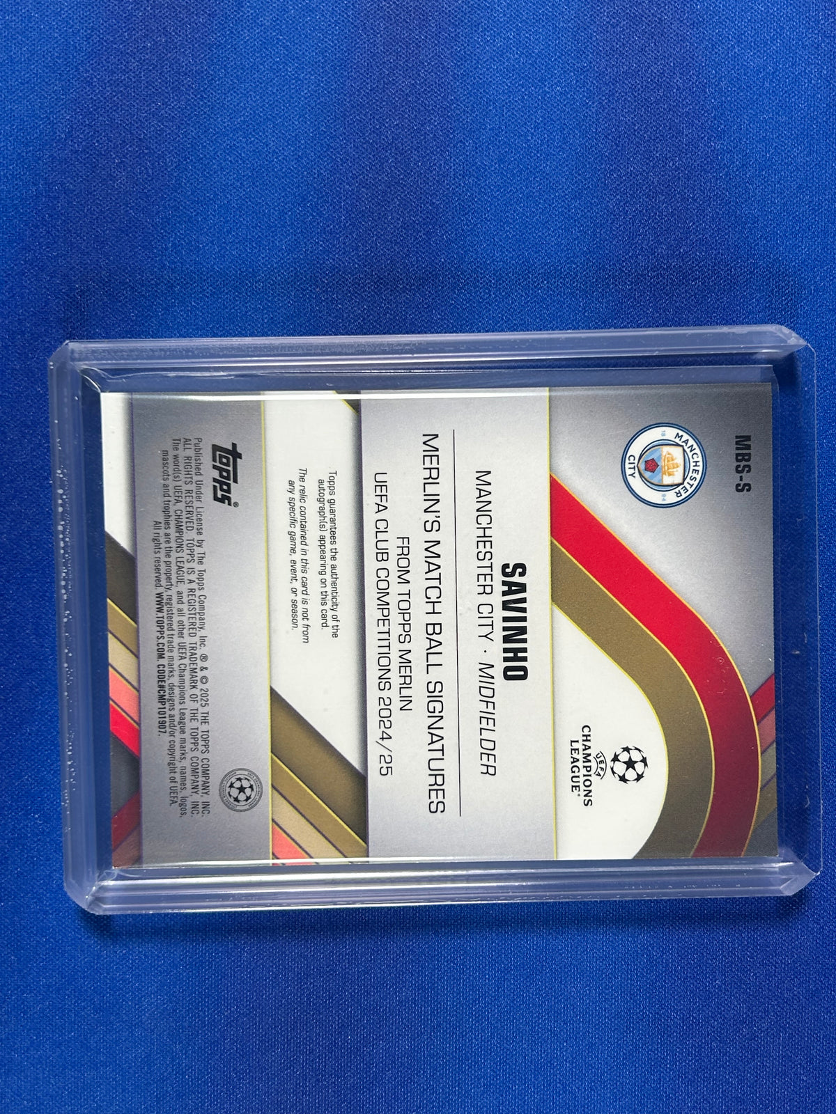 Savinho 2025 Topps Merlin Merlin's Match Ball Signatures #MBS-S Match Ball Relic