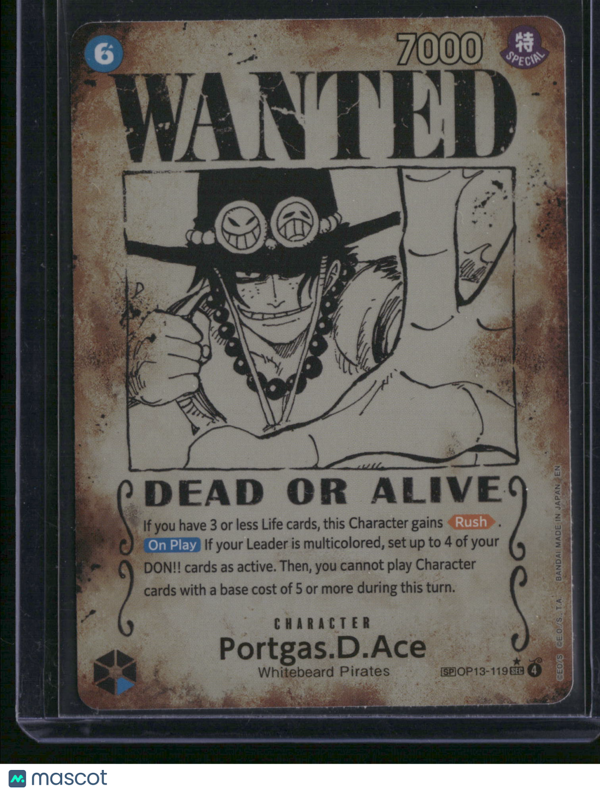 2023 Bandai One Piece Card Game Kingdoms of Intrigue Portgas.D.Ace Wanted Poster Special Card