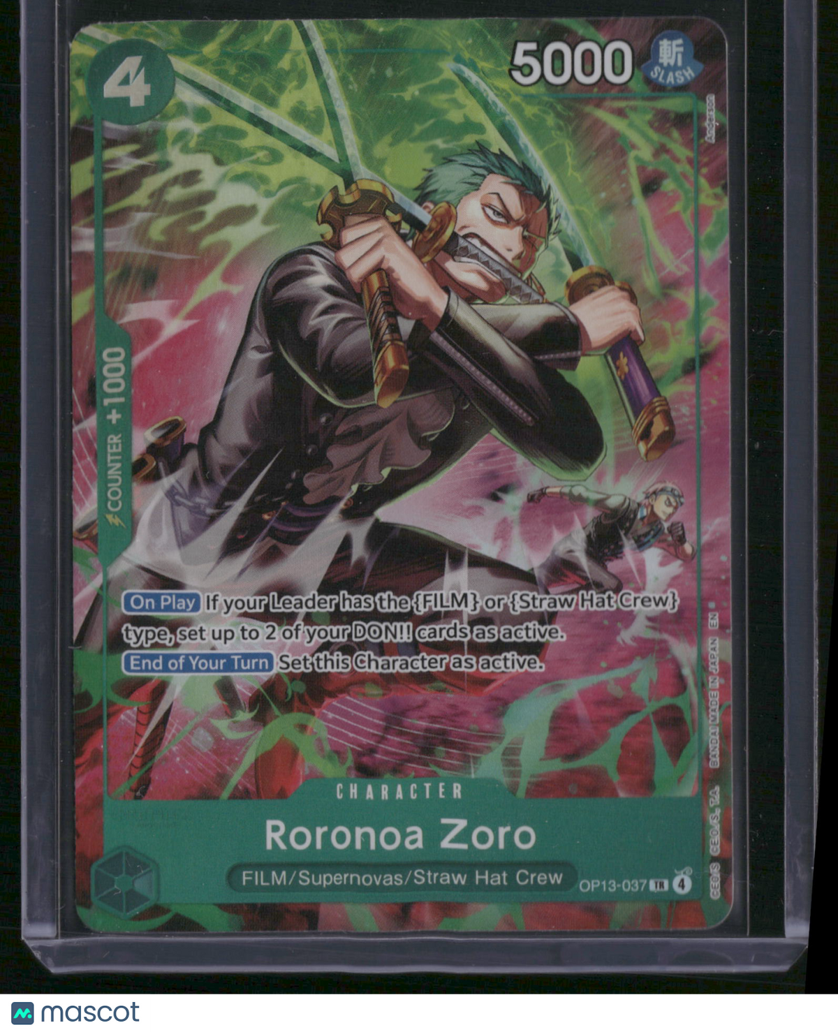 2023 Bandai One Piece Card Game Pillars of Strength Roronoa Zoro