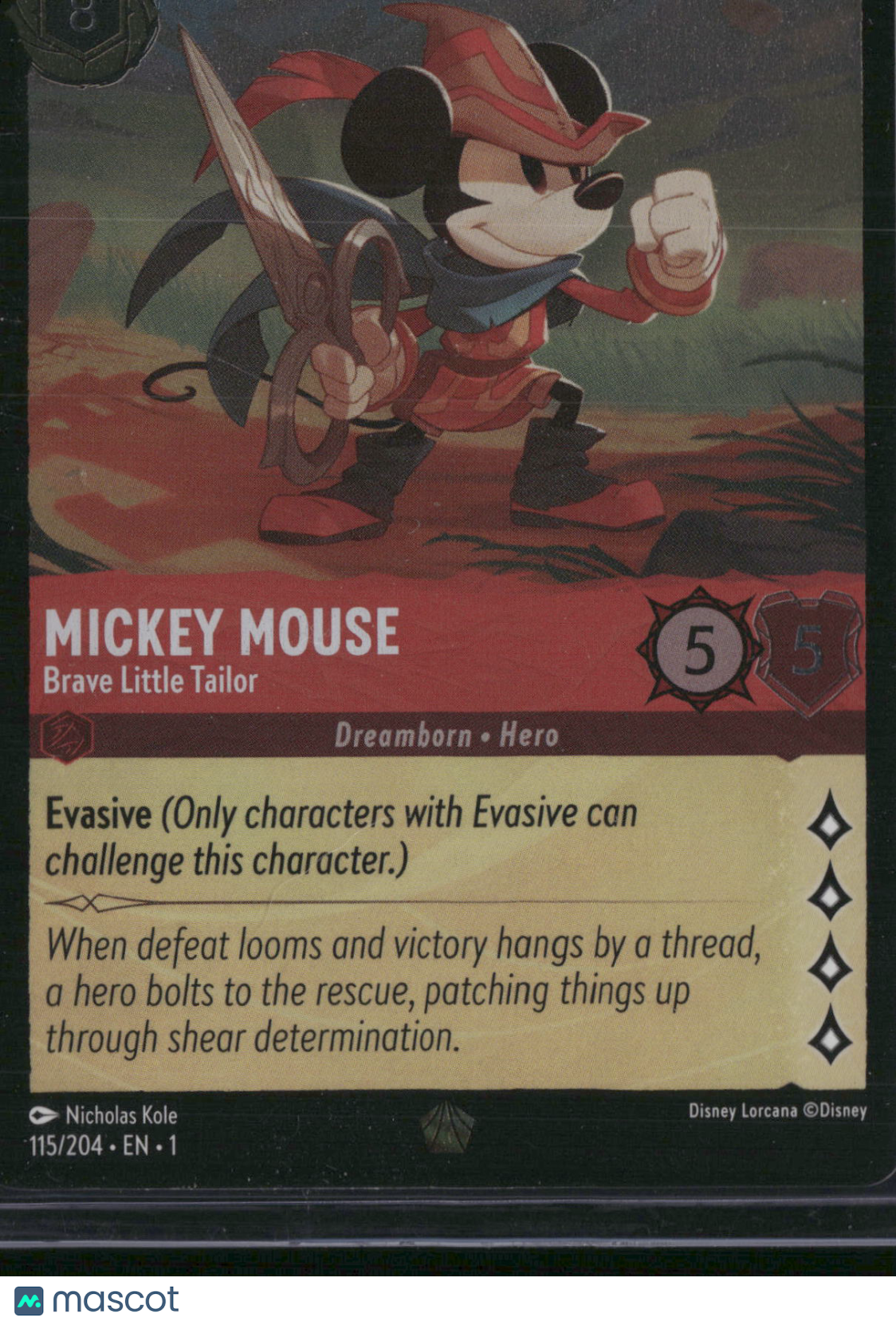 2023 Ravensburger Disney Lorcana The First Chapter Mickey Mouse Hero Dreamborn Evasive