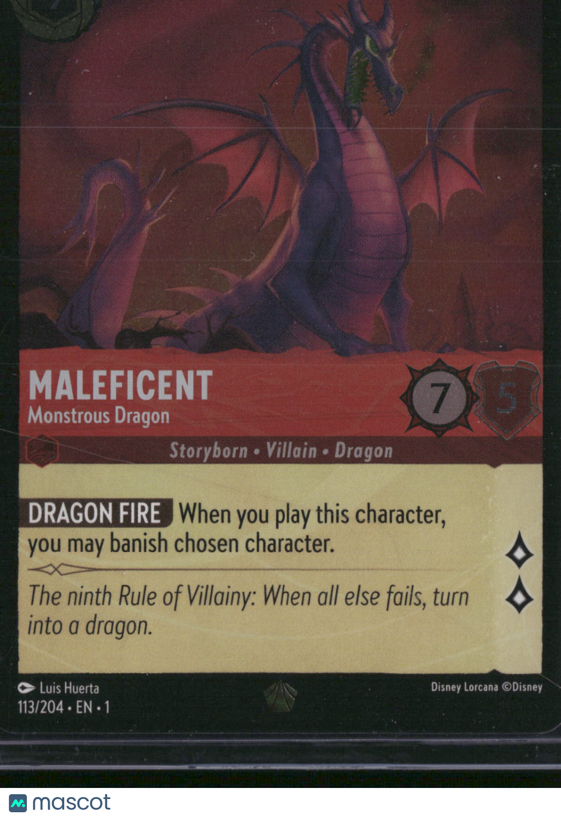 2023 Disney Lorcana The First Chapter Maleficent Dragon Villain Storyborn