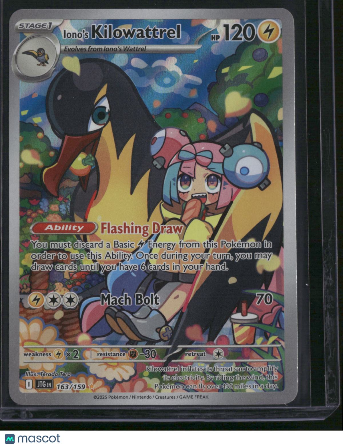 2025 Journey Together Iono's Kilowattrel Holo Secret Rare #163/159