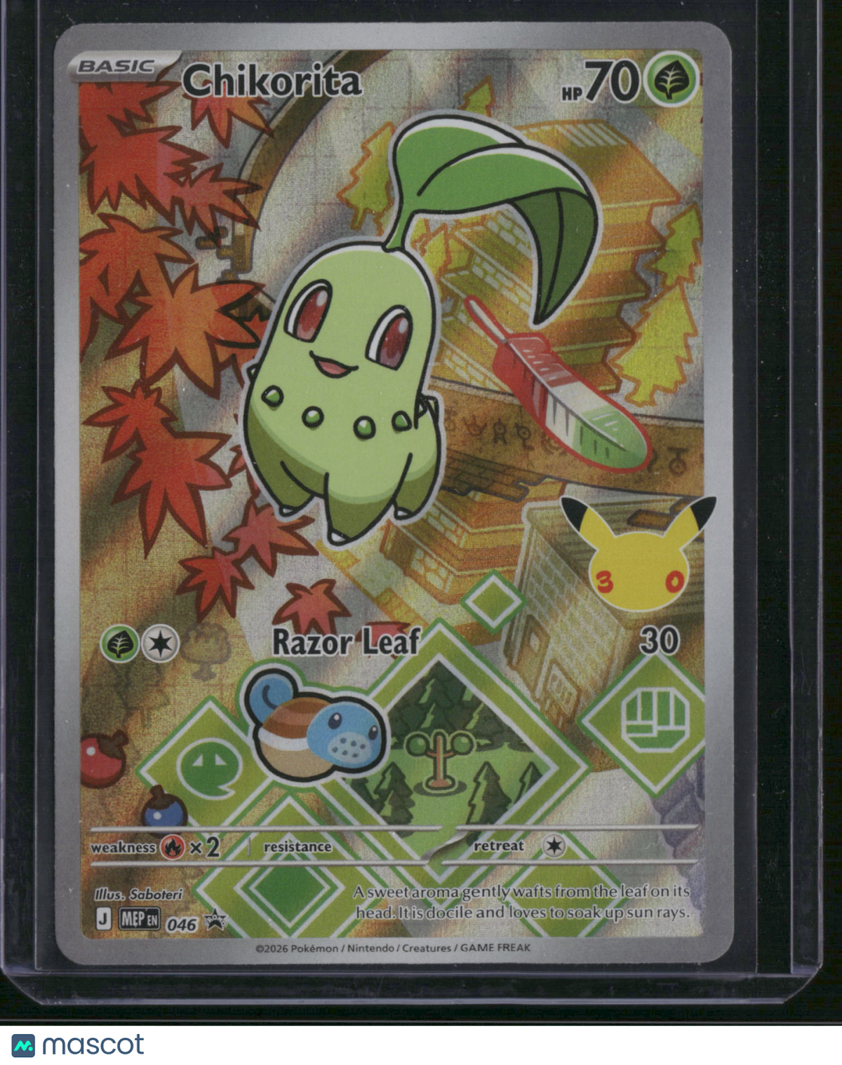 2026 Mega Evolution Chikorita Holo Black Star Promo #MEP EN 046