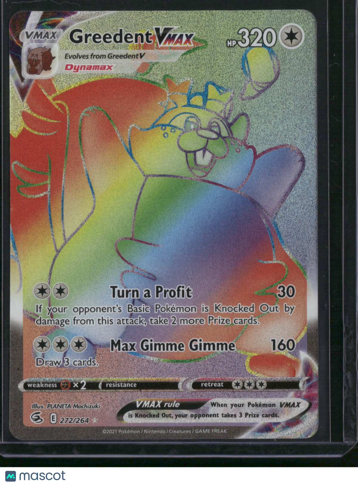 2022 Fusion Strike Greedent VMAX Rainbow Secret Rare FA HR #272/264