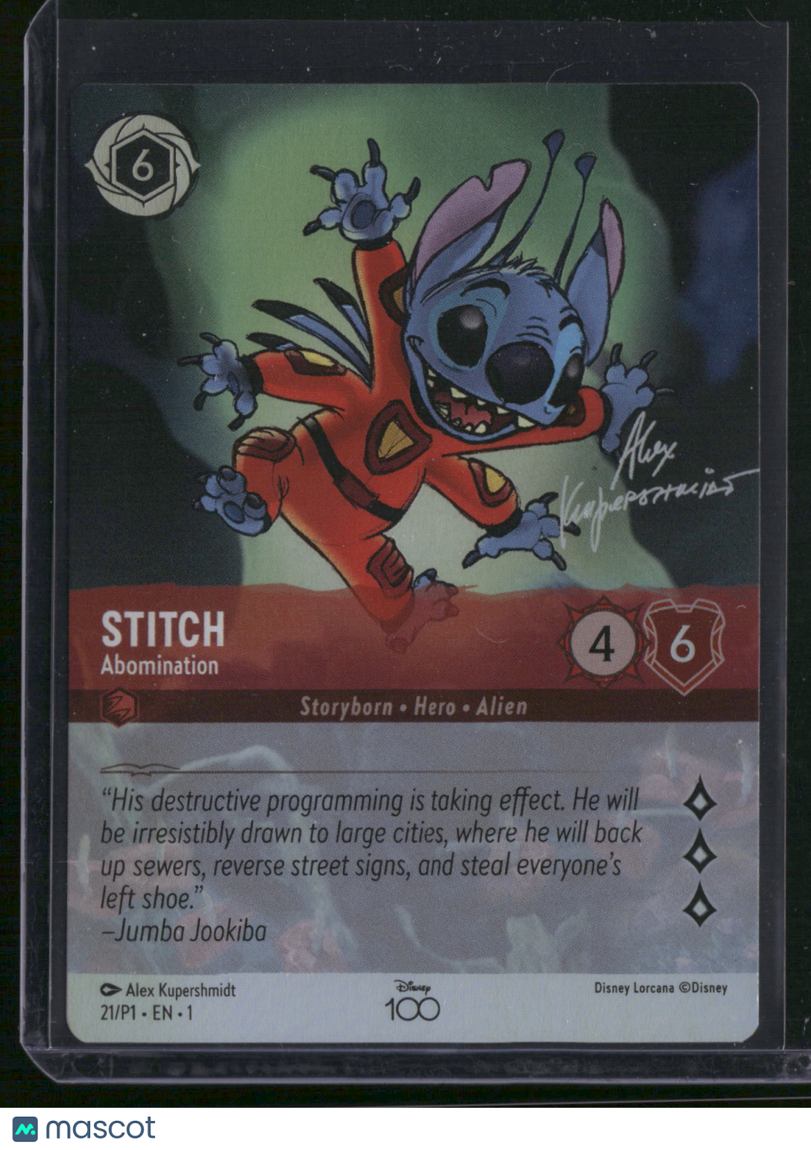 2023 Disney Lorcana Disney 100 Collector's Set Stitch Foil Facsimile Signature Promo