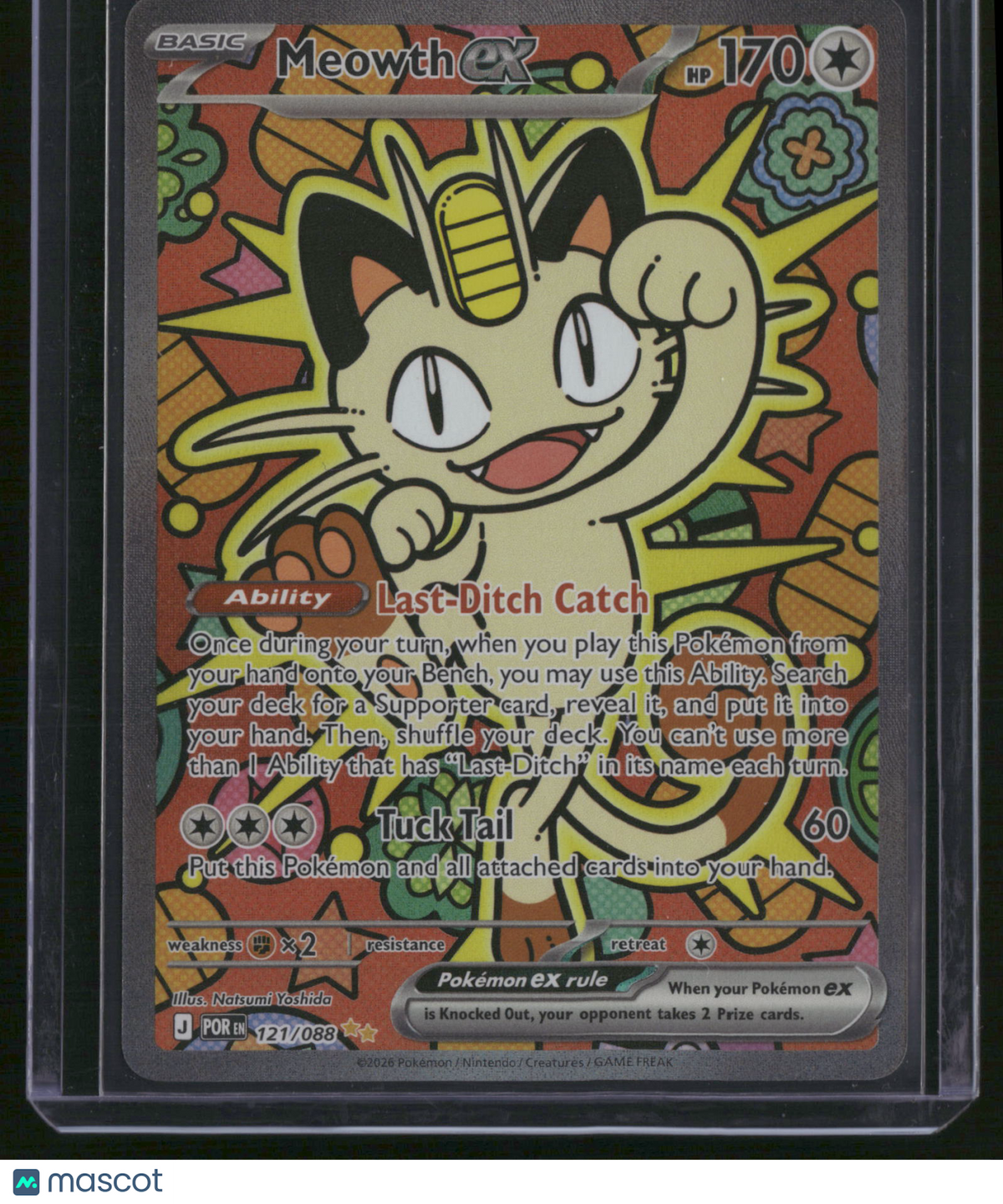 2026 Mega Evolution – Perfect Order Meowth EX Holo Secret Rare FA SAR #121/88
