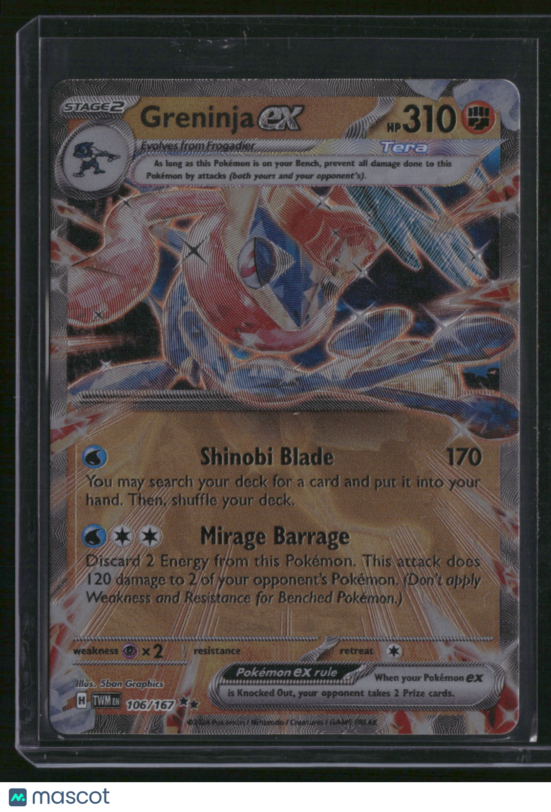 2024 Twilight Masquerade Greninja EX Holo Double Rare RR #106/167