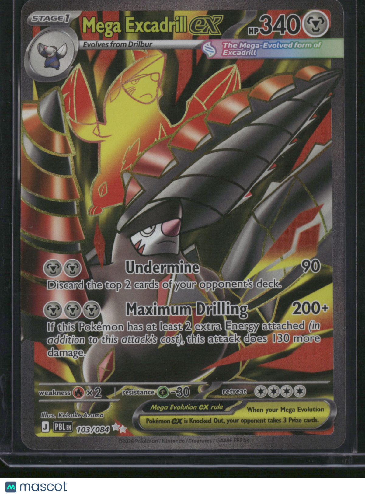 2026 Pitch Black Mega Excadrill EX Holo Secret Rare FA #103/84