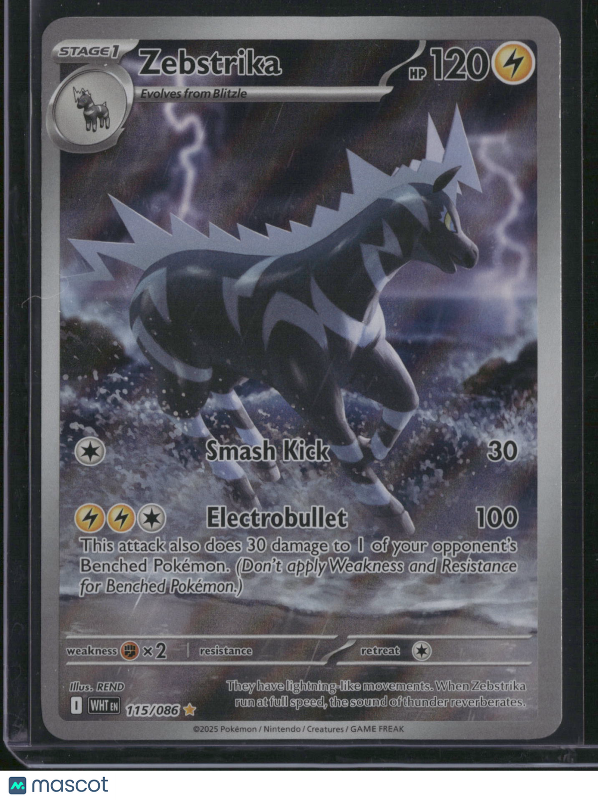 2025 White Flare Zebstrika Holo Secret Rare #115/86
