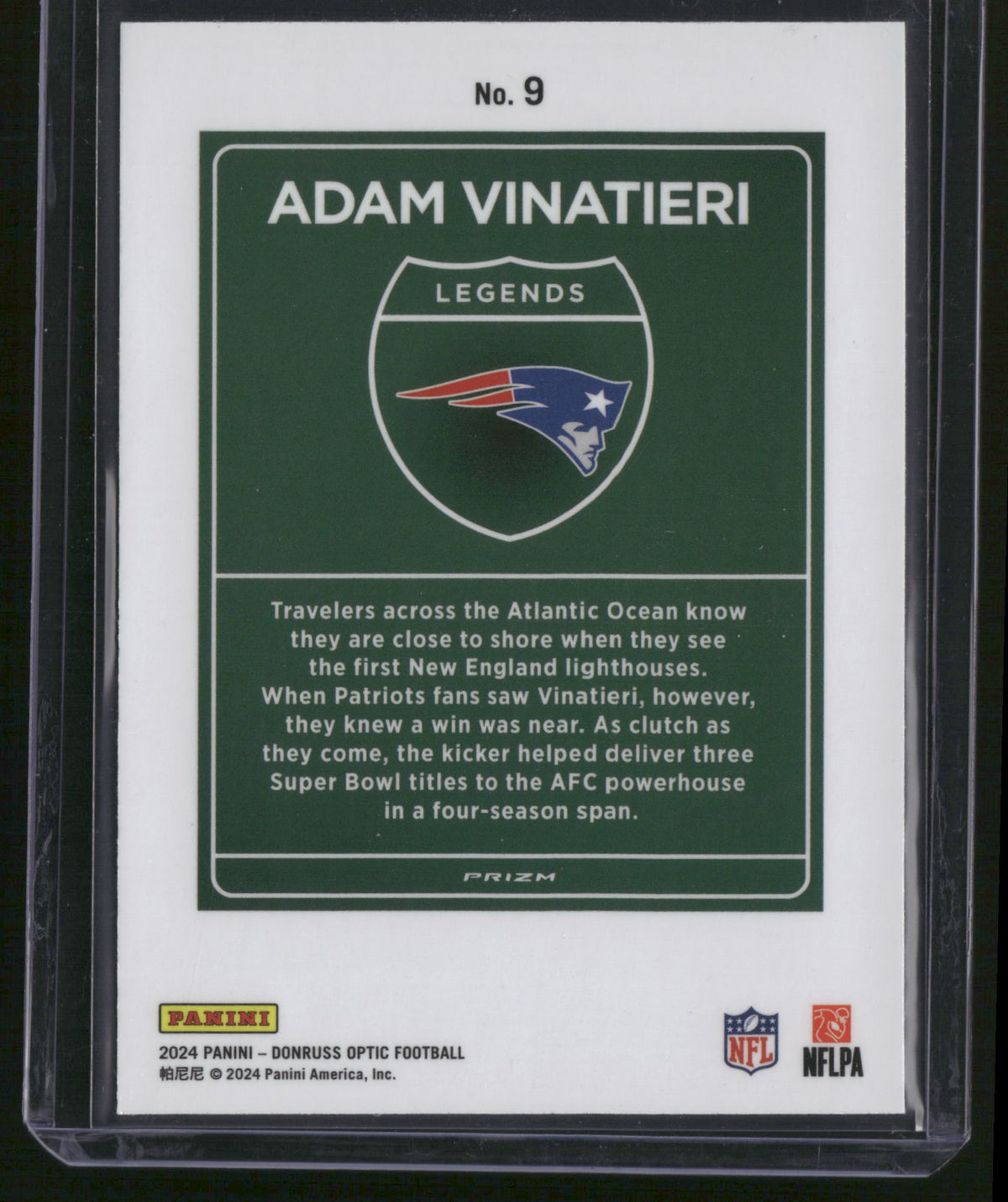 Adam Vinatieri 2024 Panini Donruss Optic Football #9 Downtown Legends