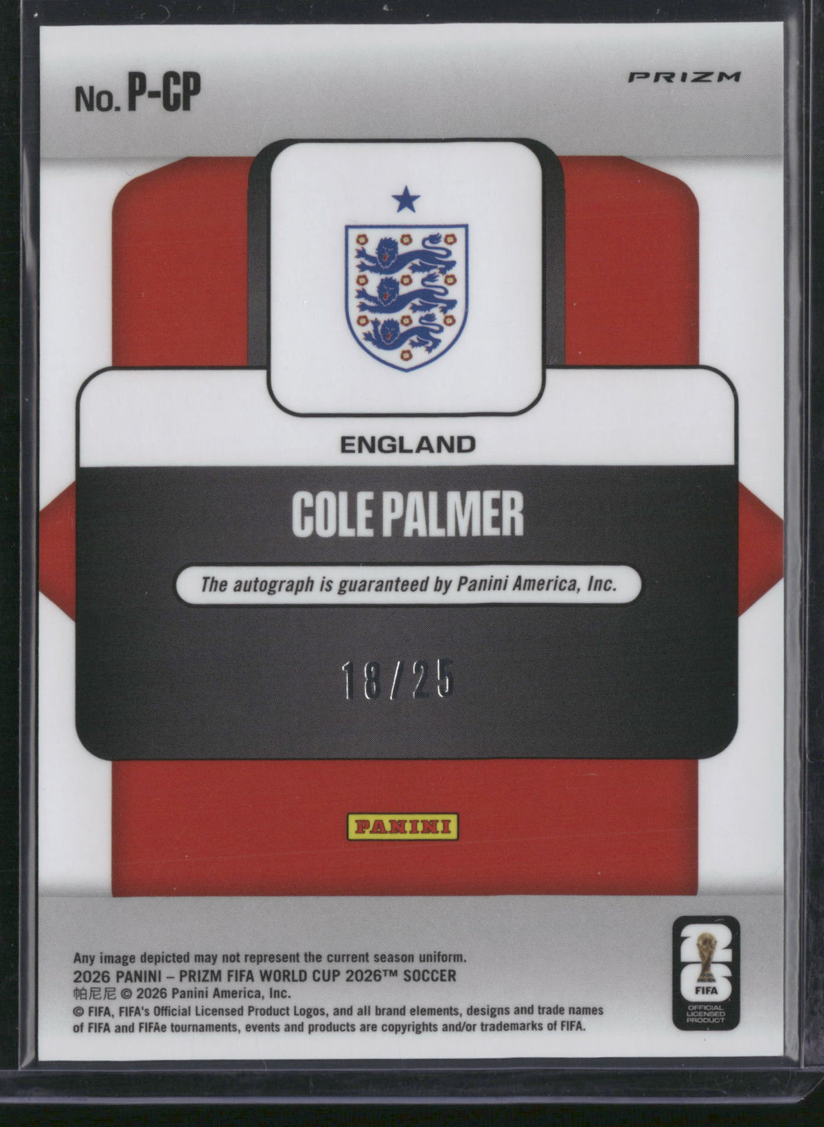 Cole Palmer 2026 Panini Prizm FIFA World Cup #P-CP Blue /25