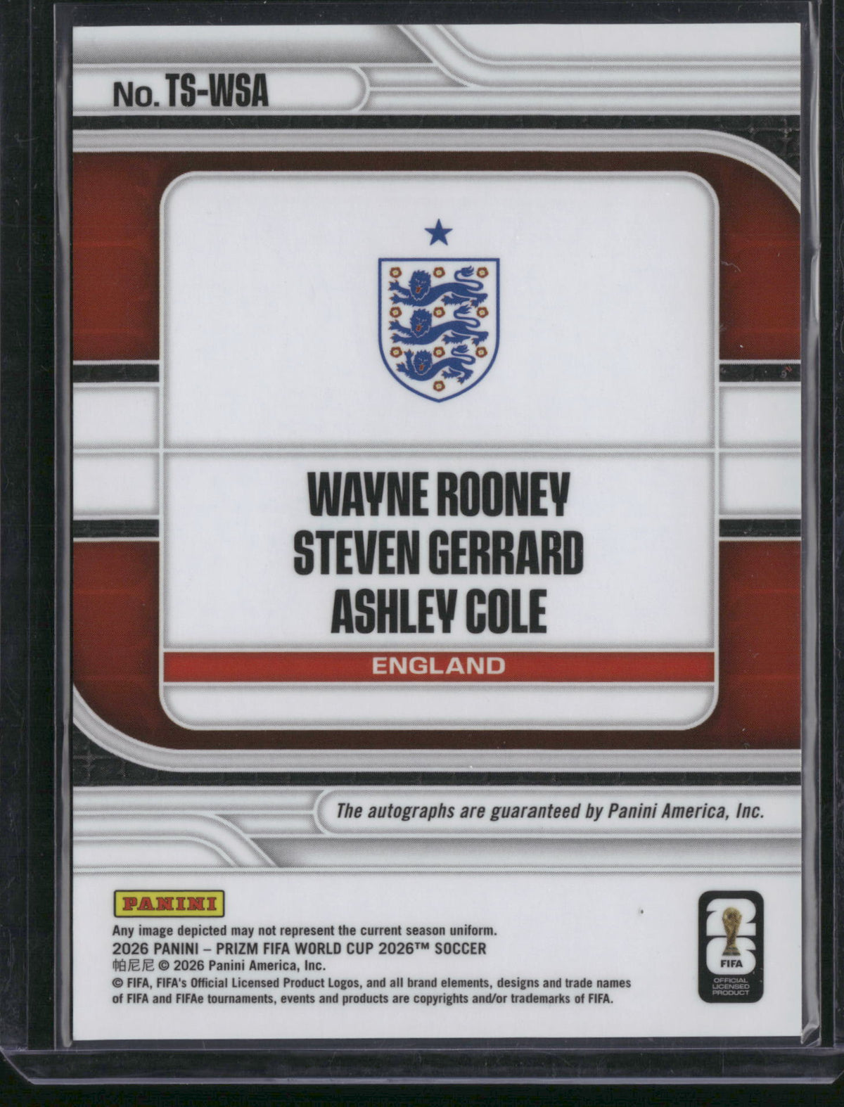 Wayne Rooney Ashley Cole Steven Gerrard 2026 Panini Prizm FIFA World Cup #TS-WSA