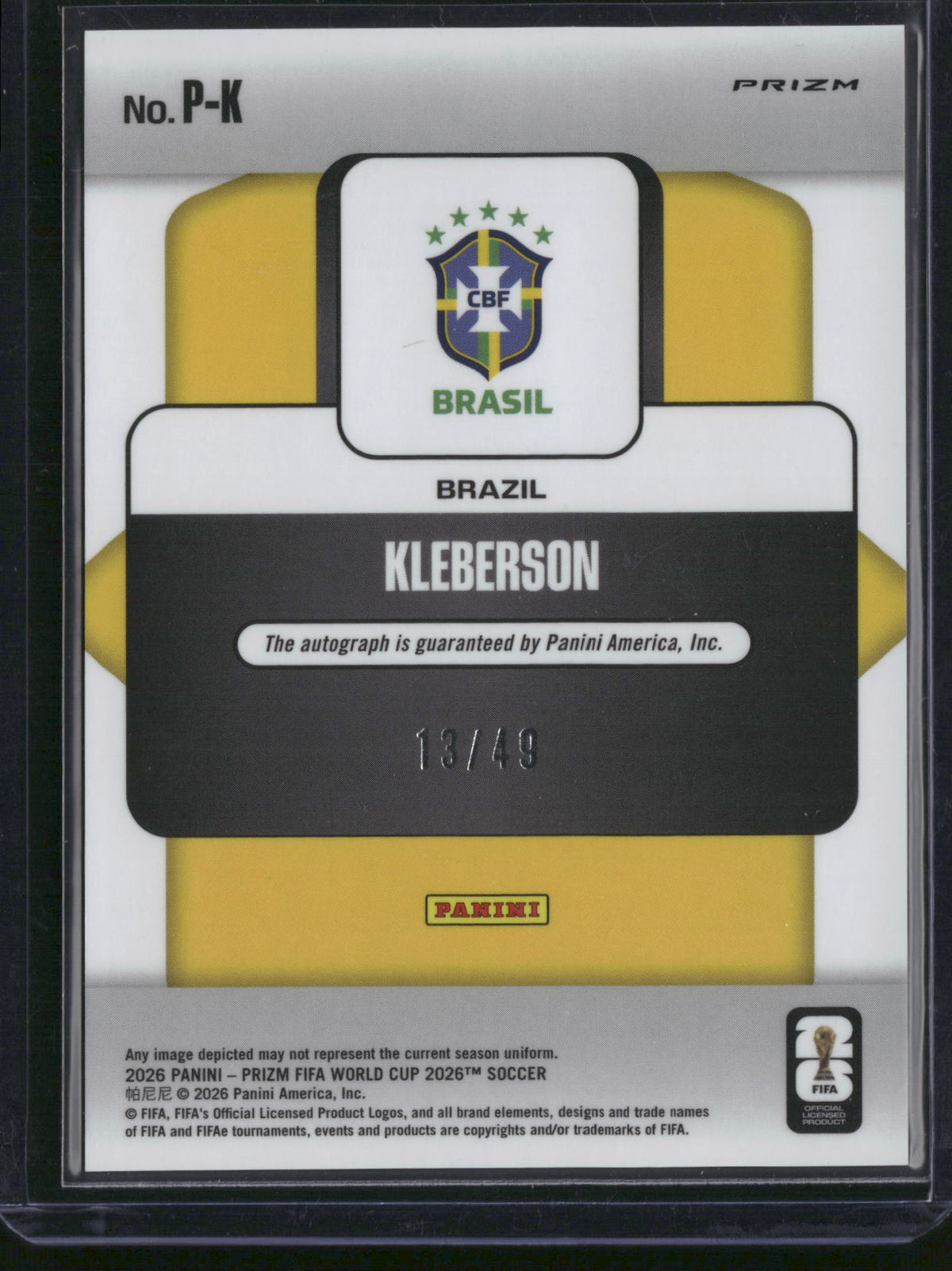 Kleberson 2026 Panini Prizm FIFA World Cup #P-K Red /49