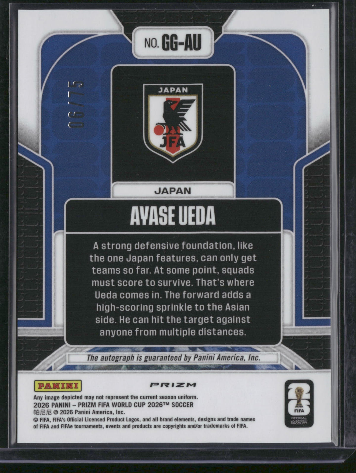 Ayase Ueda 2026 Panini Prizm FIFA World Cup Global Graphs #GG-AU /75