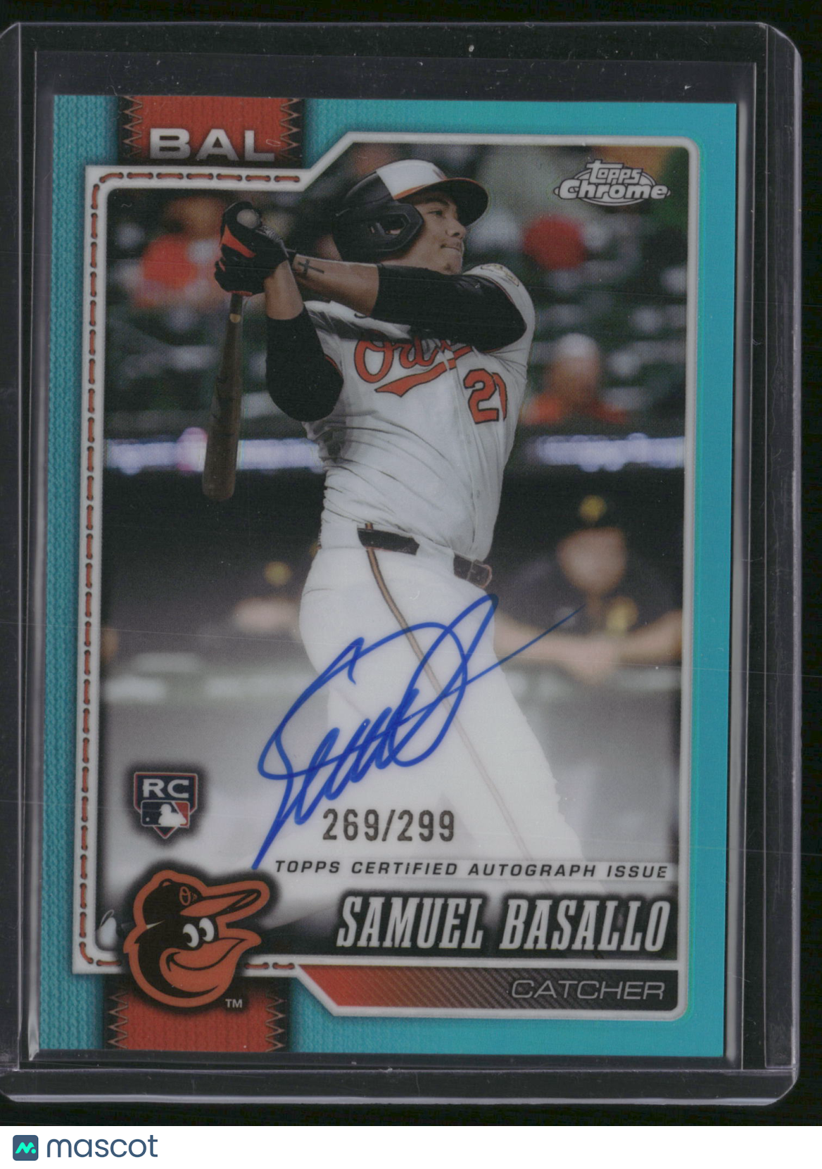 Samuel Basallo 2026 Topps Chrome #RA-SB Aqua /299 RC