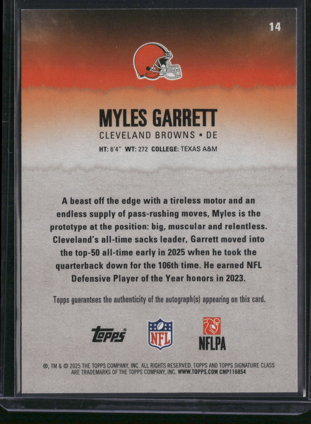Myles Garrett 2025 Topps Signature Class #14 /150