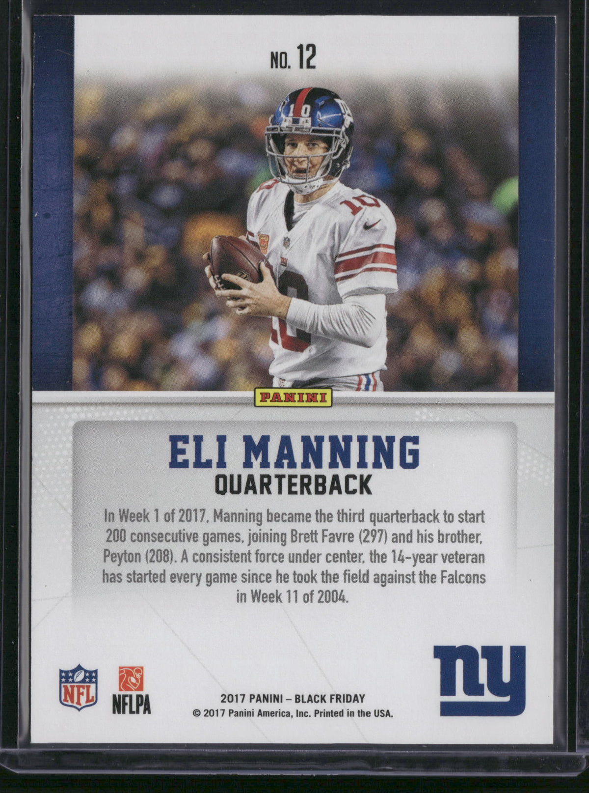 Eli Manning 2017 Panini Black Friday #12 /10